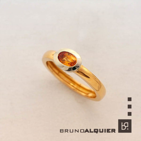 Bruno Alquier - Bague fancy saphir orange en or rose et blanc