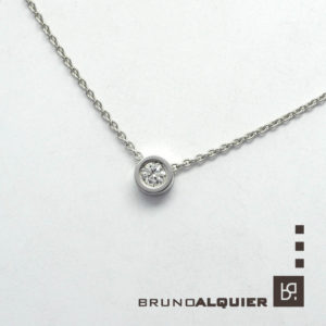 Bruno Alquier - Collier "first" avec diamant en or blanc